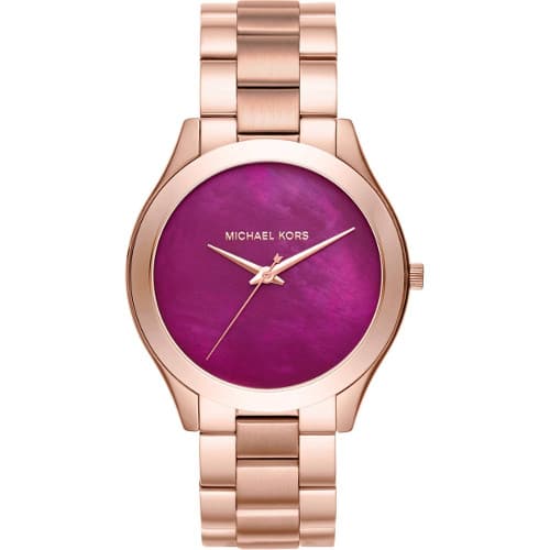 Relógio Michael Kors com Caixa Dourada Rosé e Mostrador Vinho, Design Elegante e Sofisticado