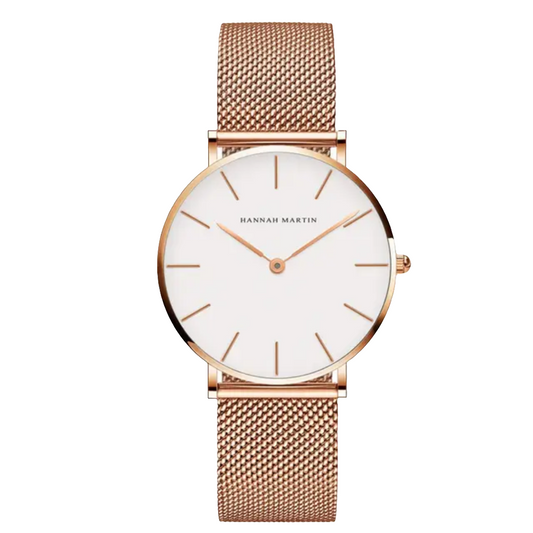 Relógio Hannah Martin Minimalista Rosa Gold – Design Moderno e Elegante
