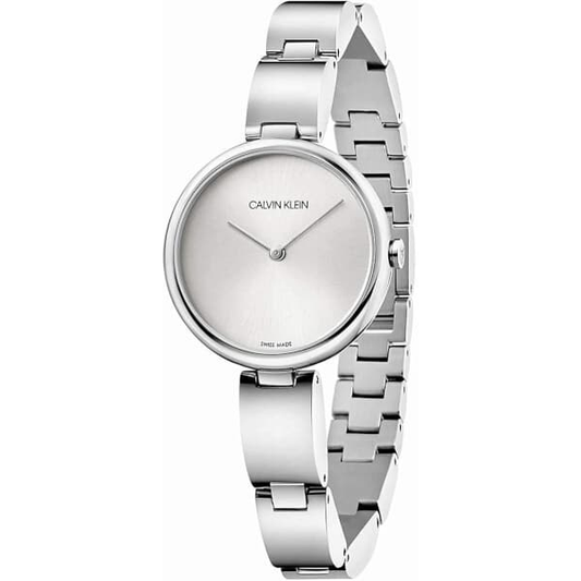 Relógio Calvin Klein com Caixa Prateada e Pulseira de Aço Inoxidável Elegante