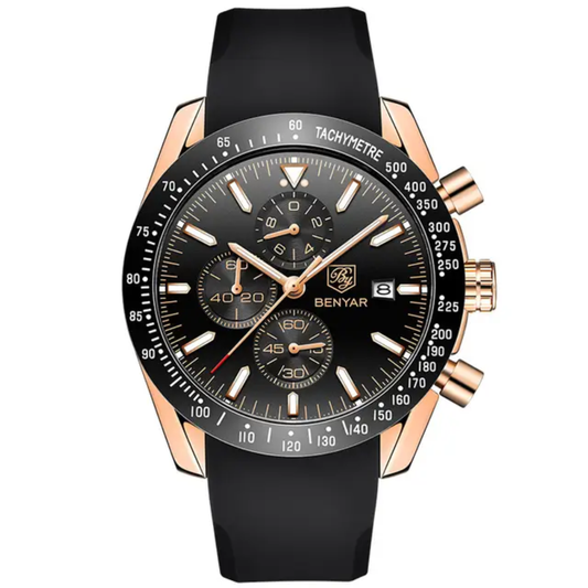 BENYAR 5140 Gold Black – Cronógrafo Masculino Elegante